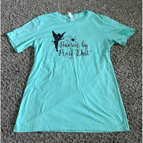 Bella Canvas Tops - Canvas Women's Teal "Powered‎ by Pixie Dust" Teal Short Sleeve Tee Size Small